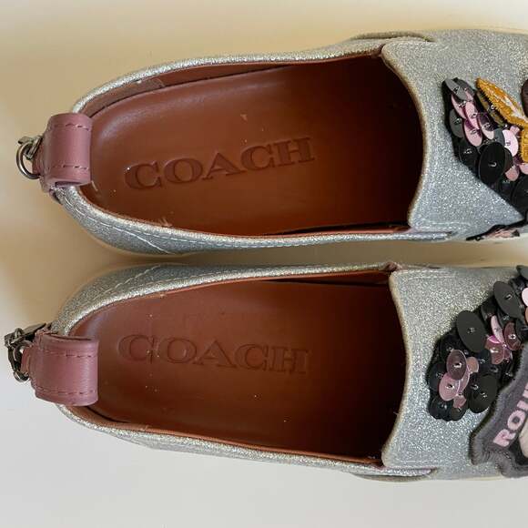 Coach Route 41 Sequin Silver Glitter Pull On Sneaker - Picture 8 of 12